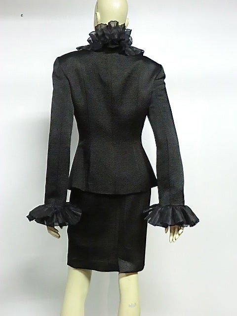 Women's Givenchy Faille Skirt Suit with Organza Triple Ruffle Trim