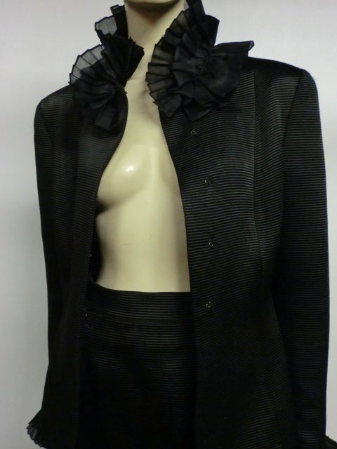 Givenchy Faille Skirt Suit with Organza Triple Ruffle Trim 5