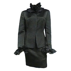 Givenchy Faille Skirt Suit with Organza Triple Ruffle Trim