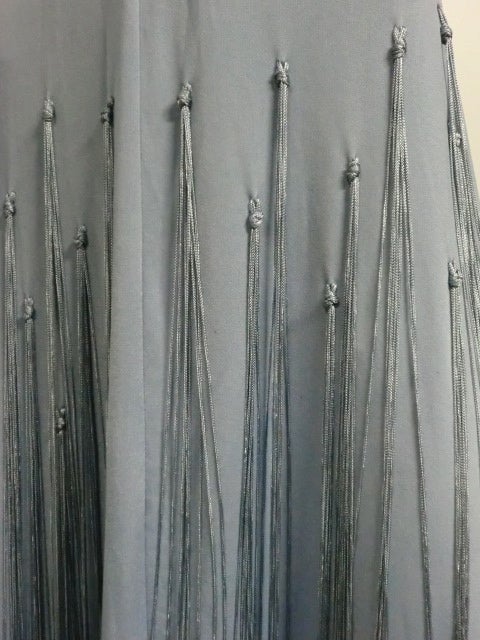 70s Jersey Gown with Long Fringe in Beautiful Cornflower Blue 2