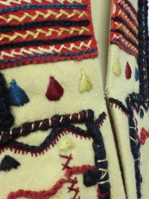 Romanian Hand-Emroidered 3/4 Length Wool Vest Circa 1973 2