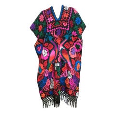 60s South American Traditional Embroidered Poncho