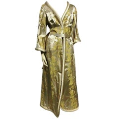 50s Dynasty Silk Jacquard Robe w/ Rolled Padded Edging & Sash