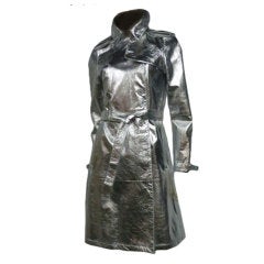 London Fog Silver Metallic Leather Trench Coat - Limited Edition