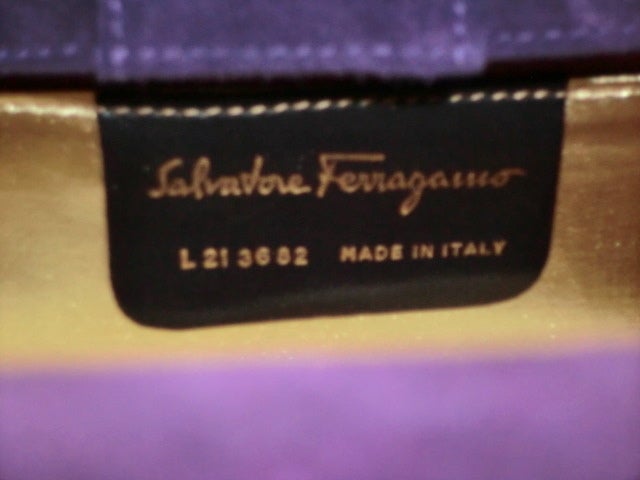 Ferragamo Purple Suede Shoulder Bag w/ Gold Hardware 2