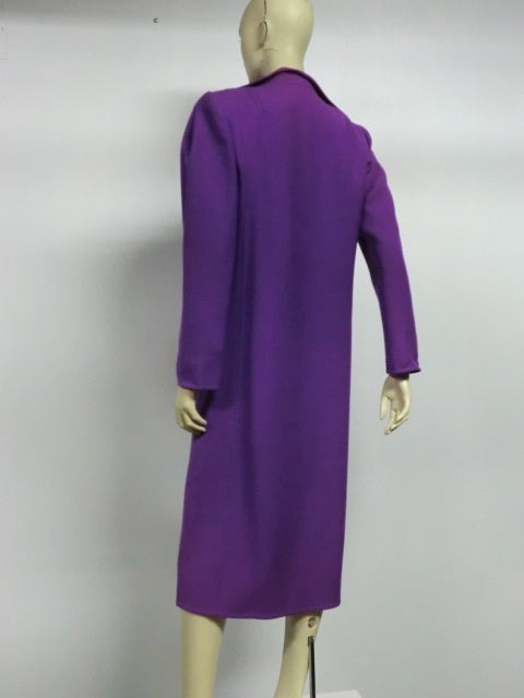 Women's Pauline Trigere 80s Double Breasted Purple Wool Coat