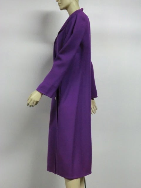 Pauline Trigere 80s Double Breasted Purple Wool Coat 1