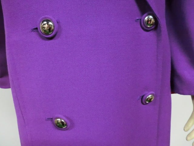 Pauline Trigere 80s Double Breasted Purple Wool Coat 3
