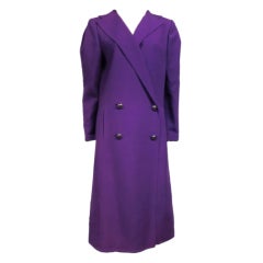 Pauline Trigere 80s Double Breasted Purple Wool Coat 12