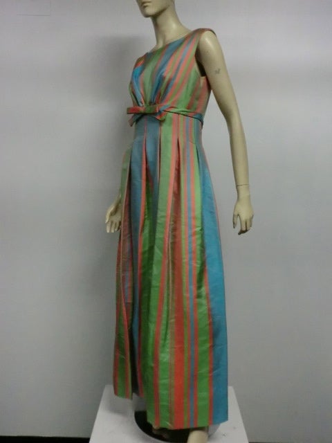 Women's 50s Catherine Scott Silk Faille Gown in Dramatic Stripes