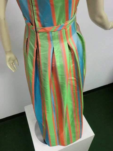 50s Catherine Scott Silk Faille Gown in Dramatic Stripes 1