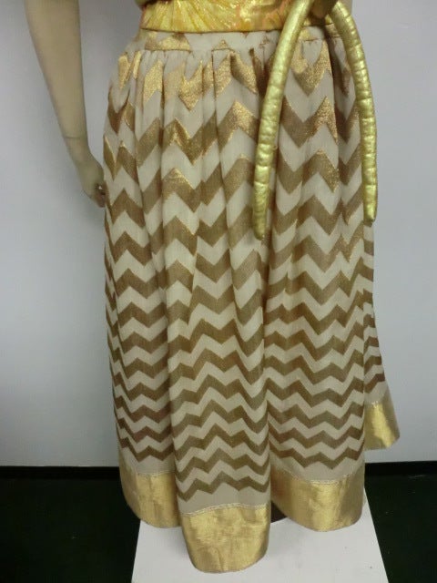 Arnold Scaasi 60s Chevron Silk Stripe Lamé Gown 2