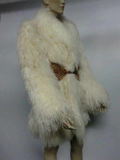 Women's Ivory Mongolian Lamb Chubby Coat