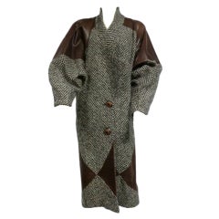 Major 80s Alik Singer Overcoat in Tweed and Leather 8