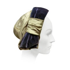 50s Mr. John Silk Panne Velvet Hat in Champagne and Purple 7