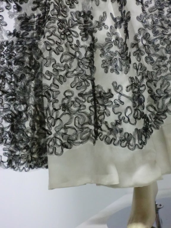 50s Black and White Ribbon Embroidered Gown 5