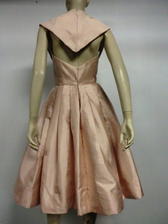 Paul Whitney 50s Silk Shantung Cocktail Dress w/ Super Structure 1