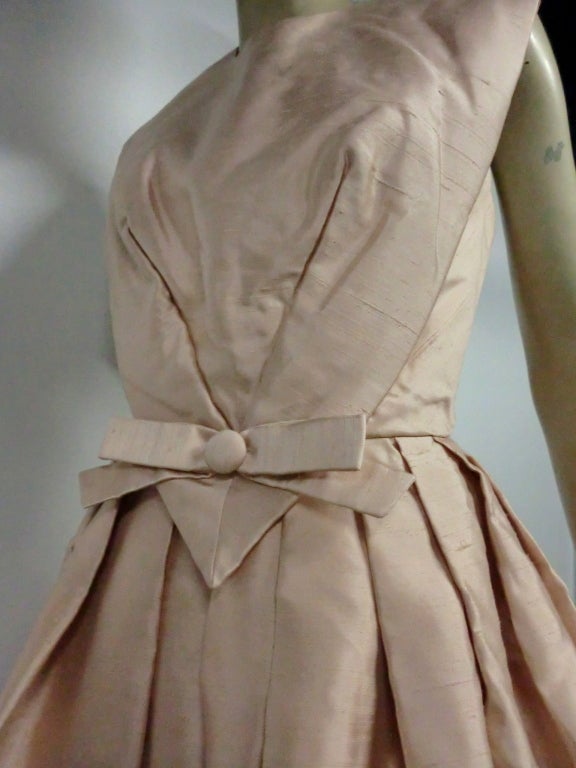 Paul Whitney 50s Silk Shantung Cocktail Dress w/ Super Structure 2