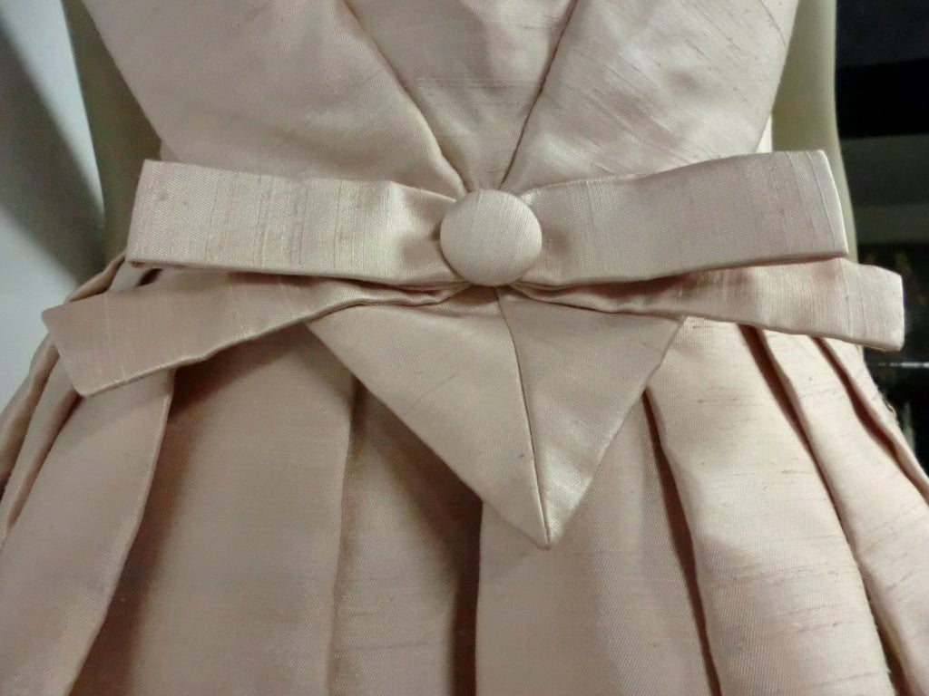 Paul Whitney 50s Silk Shantung Cocktail Dress w/ Super Structure 3