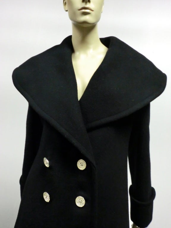 Geoffrey Beene Wool Double Breasted Coat w/ Portrait Collar 1
