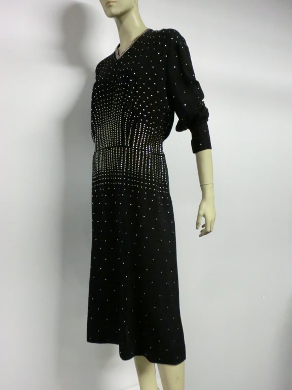 Women's 40s Heavily Studded Crepe Dress
