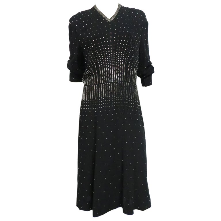 40s Heavily Studded Crepe Dress