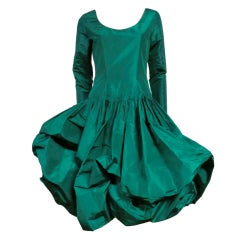 Bill Blass 70s Silk Taffeta Extravagant Bubble Hem Dress 2