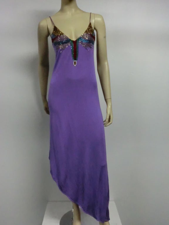 Stephen Burrows Beaded Matte Jersey Studio 54 Dress
