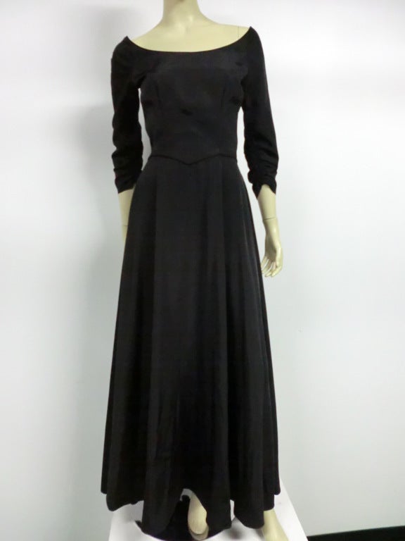 40s Rayon Faille Gown w/ Lovely Cascading Ruffled Back 3