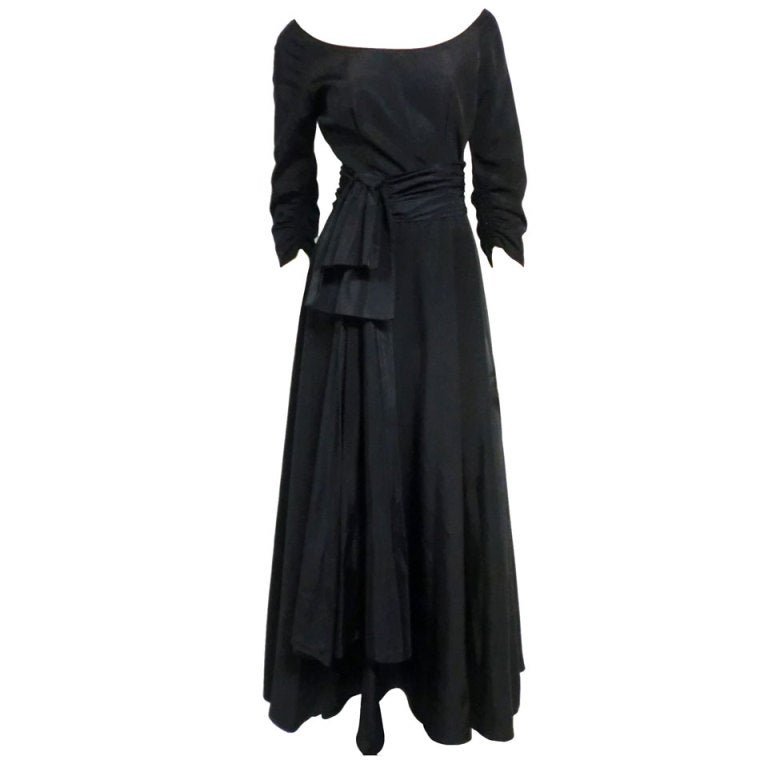40s Rayon Faille Gown w/ Lovely Cascading Ruffled Back