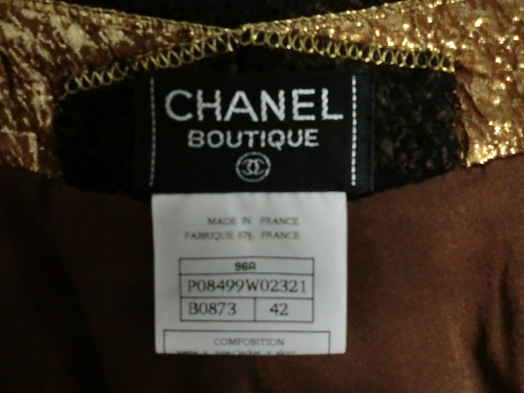 Chanel Brown/Black Tweed Wrap Pencil Skirt w/ Gold Facing 4