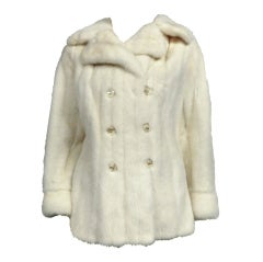 Winter White Mink 60s Pea Coat Style Jacket