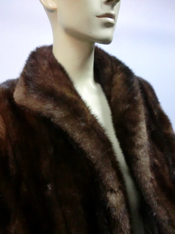 50s Chocolate Mink Stole with Dramatic Flared Back 2