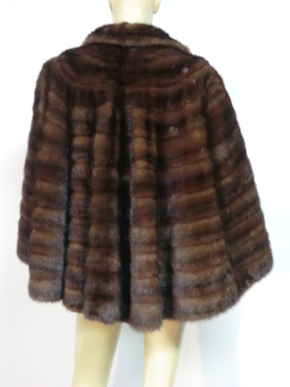 50s Chocolate Mink Stole with Dramatic Flared Back 4