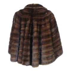 Retro 50s Chocolate Mink Stole with Dramatic Flared Back