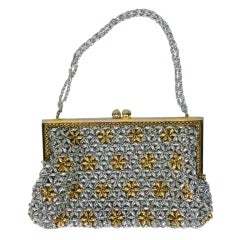 Retro Metal Mesh 60s Handbag in Gold and Silver