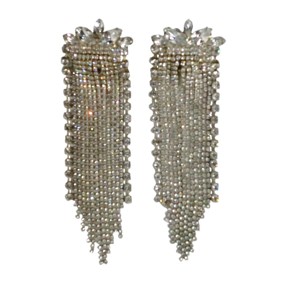 60s Rhinestone Chandelier Earrings at 1stdibs