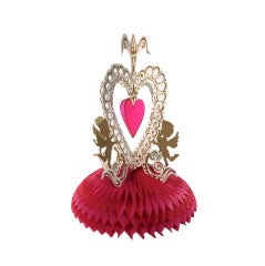 Valentine's Day 50s Crepe Paper Honeycomb Table Decoration