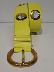 Vintage Escada 80s Neon Yellow Leather Belt w/ Eyelets