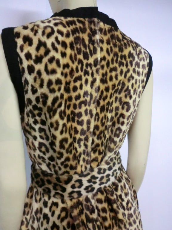 60s Faux Leopard Fur Shift Dress w/ Optional Belt 3