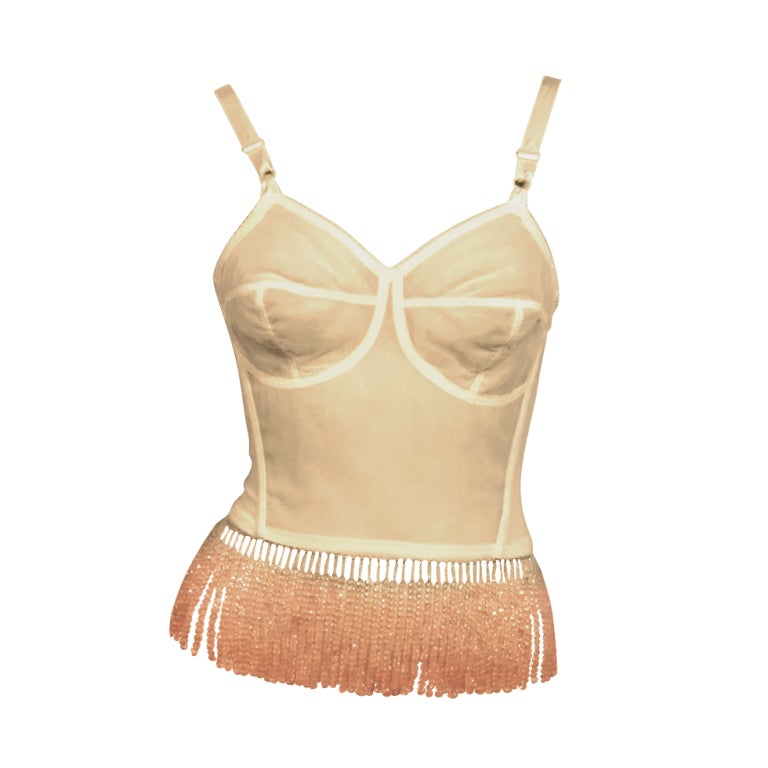 "My Bare Lady" Bustier with Cut Rose Quartz Crystal Fringe