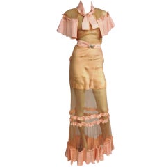 30s Sheer Tulle and Ruffled Gown or Negligee 8
