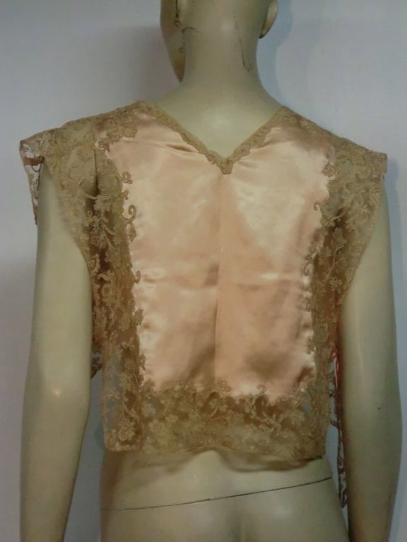 Brown French-Made 30s Brassiere and Silk Lace Bed Jacket