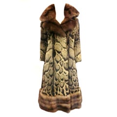 James Galanos Civet Fur Princess Coat w/ Luxurious Sable Trim