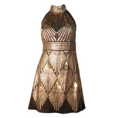 Fendi Egyptian Inspired Sequin Halter Mini Dress