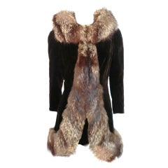 Incredible House of Worth Couture Velvet Evening Coat w/ Fox 8