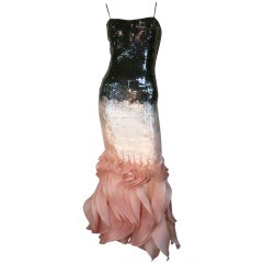 Roland Nivelais Sequined Ombre Mermaid Gown