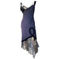Vintage John Galliano "Josephine" Style Silk Slip Dress with Lace