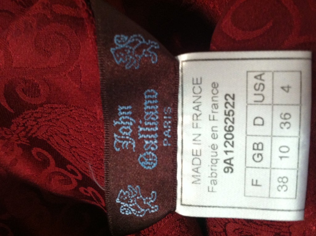 John Galliano Bias-Cut Silk Jacquard Asymmetrical Gown w/ Fringe at 1stdibs
