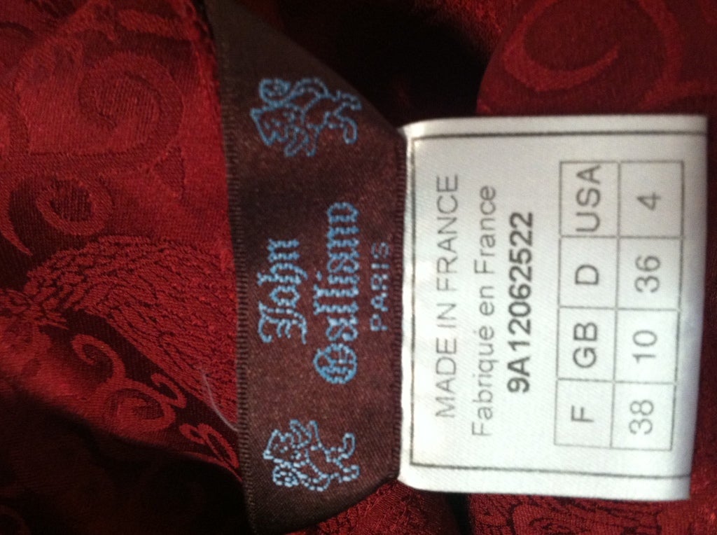 John Galliano Bias-Cut Silk Jacquard Asymmetrical Gown w/ Fringe